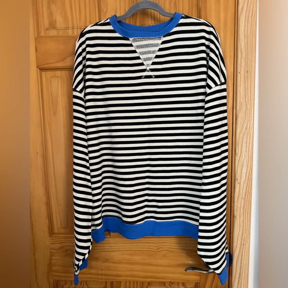 NWOT Free People Classic Striped Oversized Crewneck - Picture 3 of 8